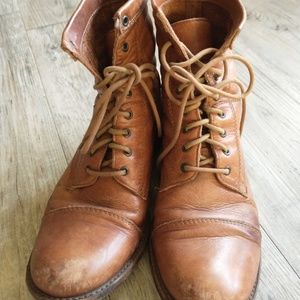 ♻Frye Short Brown Leather Lace Up Boots